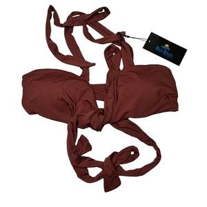 NWT Ree Bees Swimwear Women's Large Tie Up Bikini Set Swimwear Brown